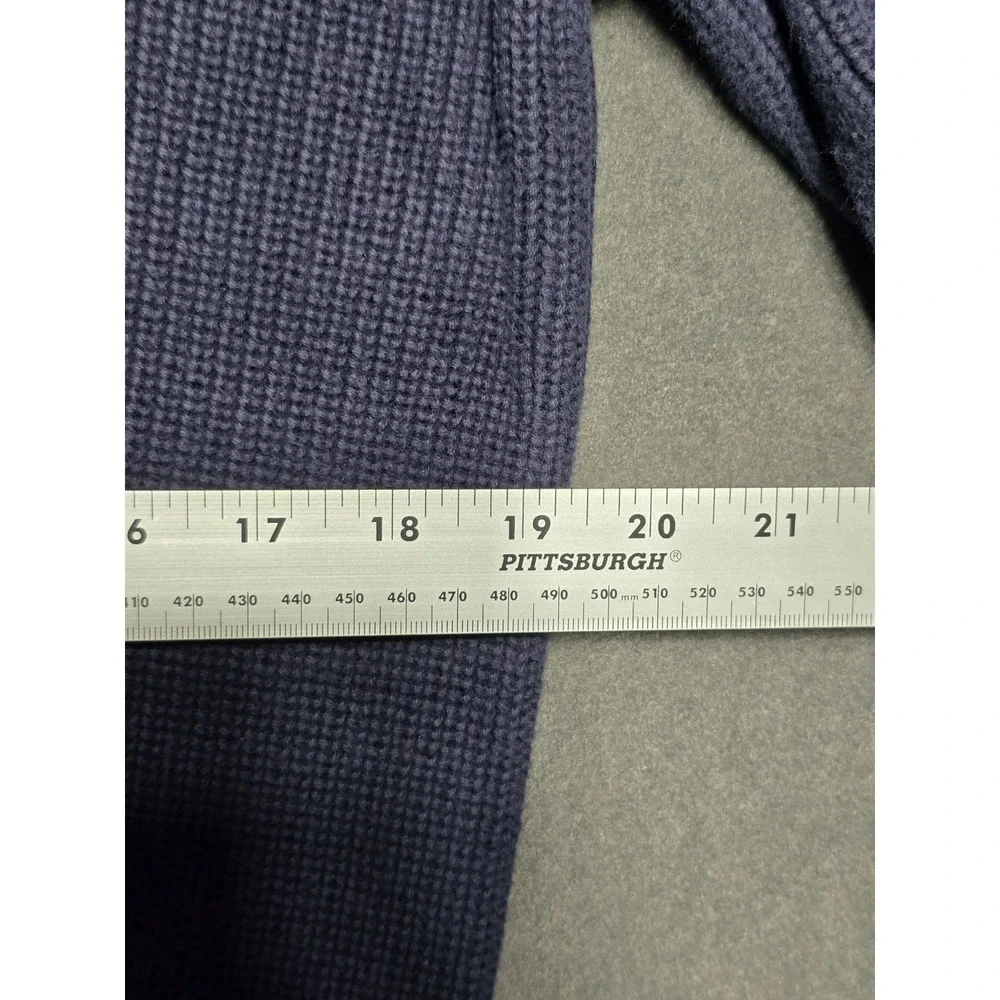 J. Crew Sweater Men's Large Blue Pullover 1/4 Snap Button Mock Neck‎ Long Sleeve - Picture 5 of 6